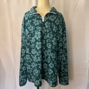 Boathouse USA 2XL Floral 1/4 Zip Pullover Long Sleeve Stretch Shirt
